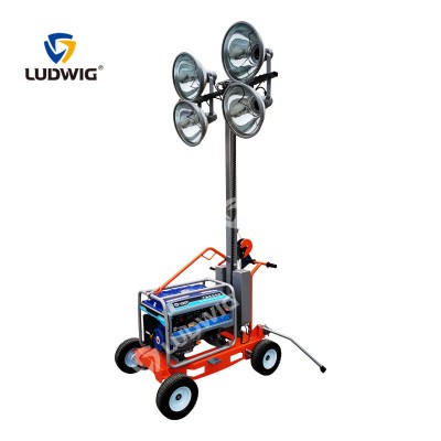 Mobile light tower Outdoor party with stainless steel mast